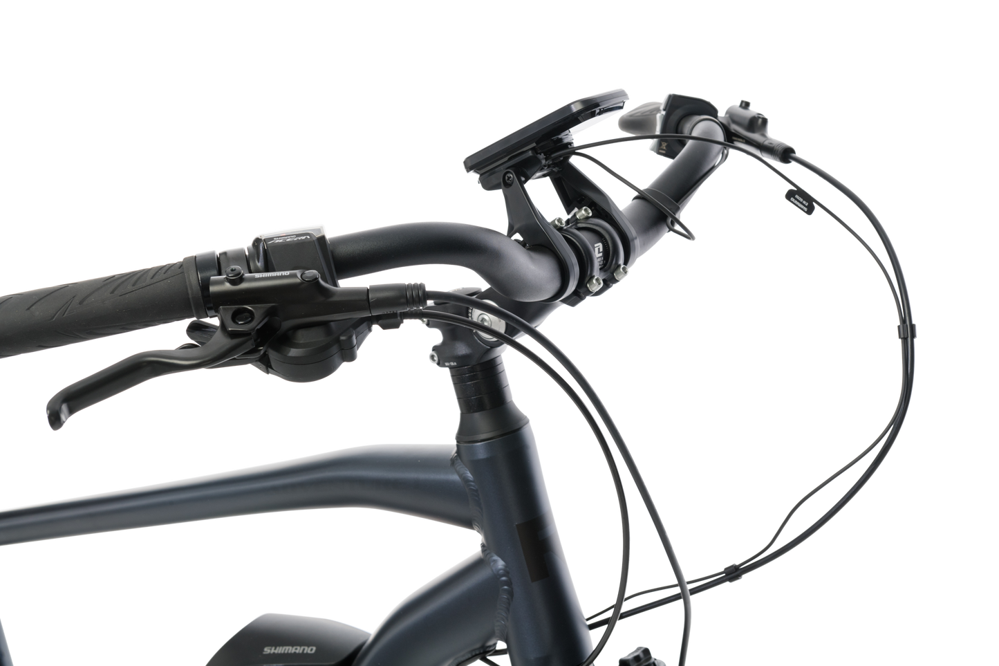 Adventure eBike in Charcoal showing shimano shifters and comfort grips from Reid Cycles Australia