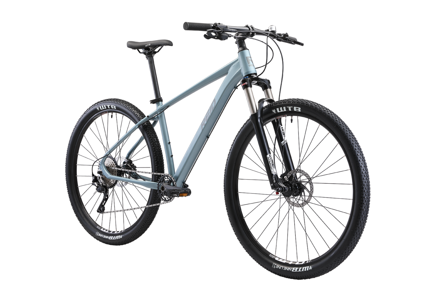 Argon Trail Mountain bike in blue on front angle showing Suntour fork from Reid Cycles Australia