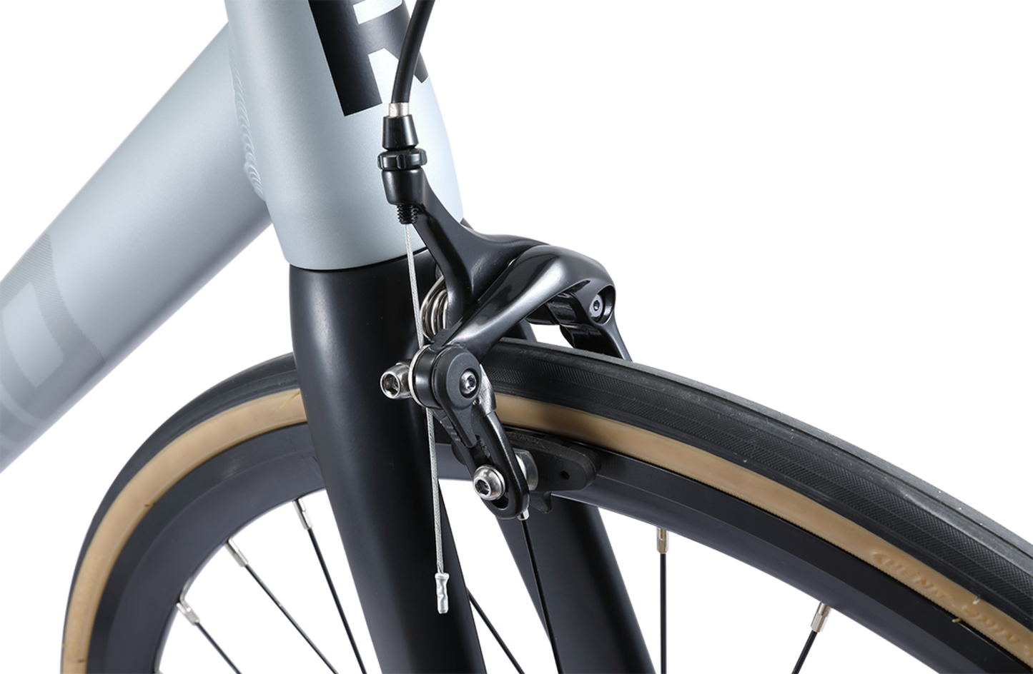 Blackhawk singlespeed bike in silver showing front dual-pivot caliper brakes from Reid Cycles Australia