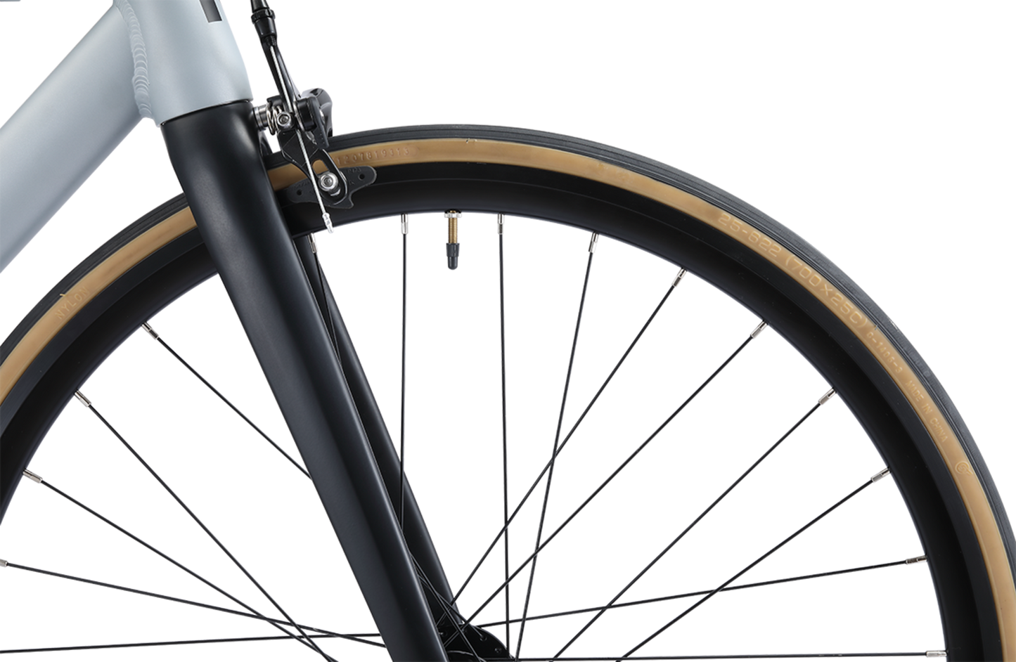 Blackhawk singlespeed bike in silver showing road tyre from Reid Cycles Australia