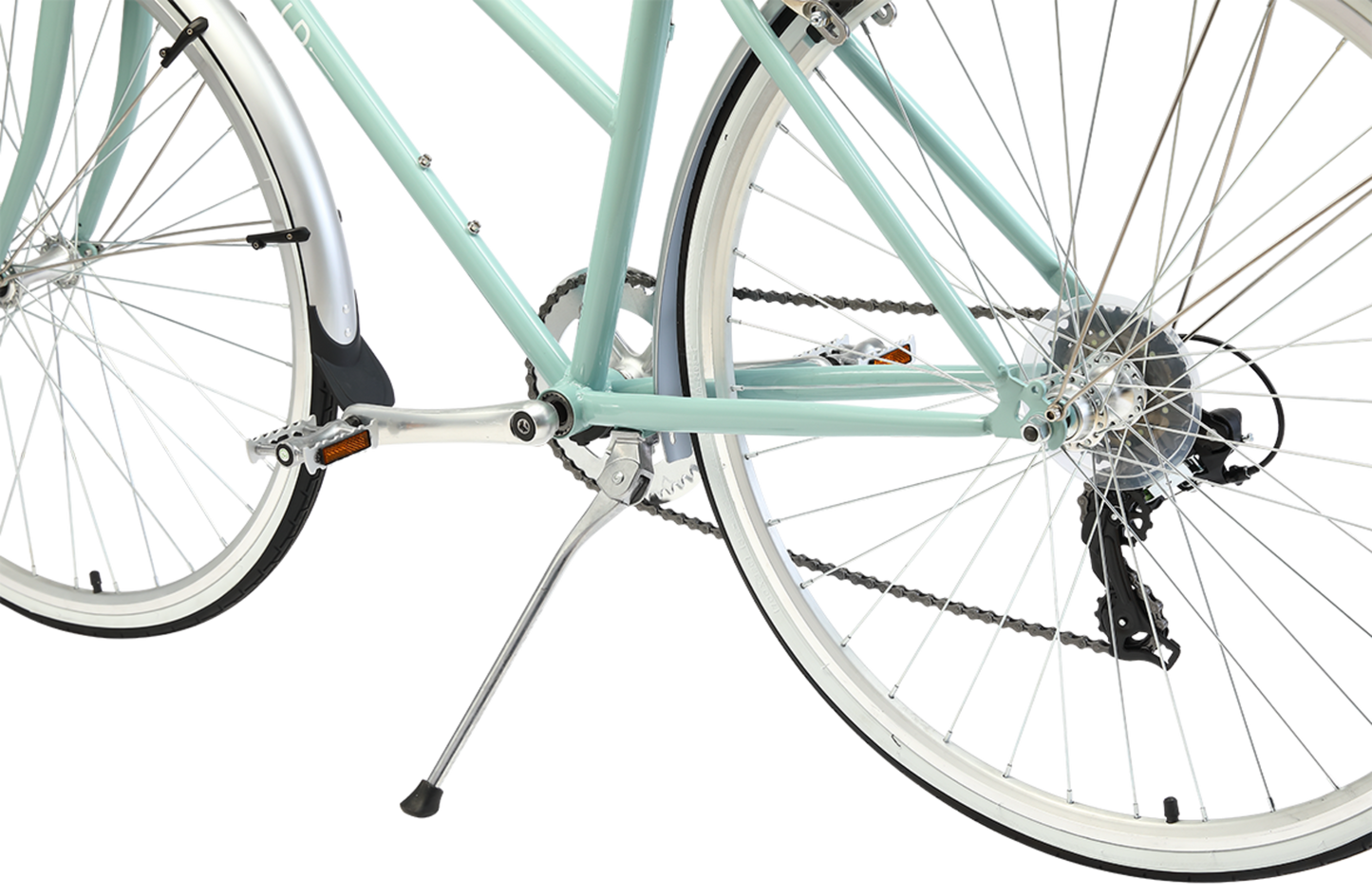 Ladies Esprit Vintage Bike in Sage showing alloy kickstand from Reid Cycles Australia