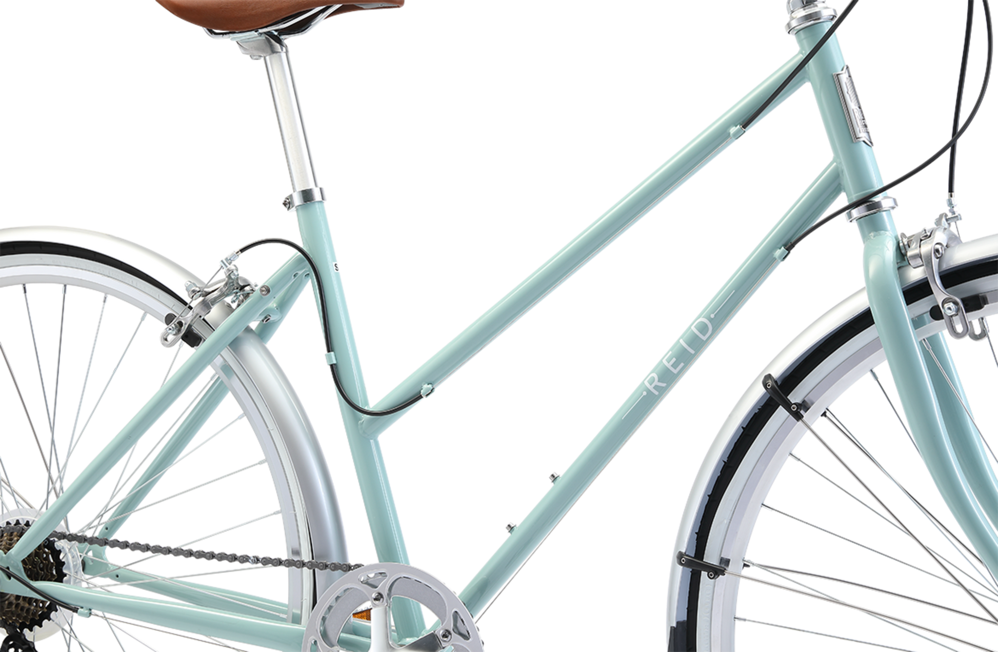 Ladies Esprit Vintage Bike in Sage showing Reid logo on the downtube from Reid Cycles Australia
