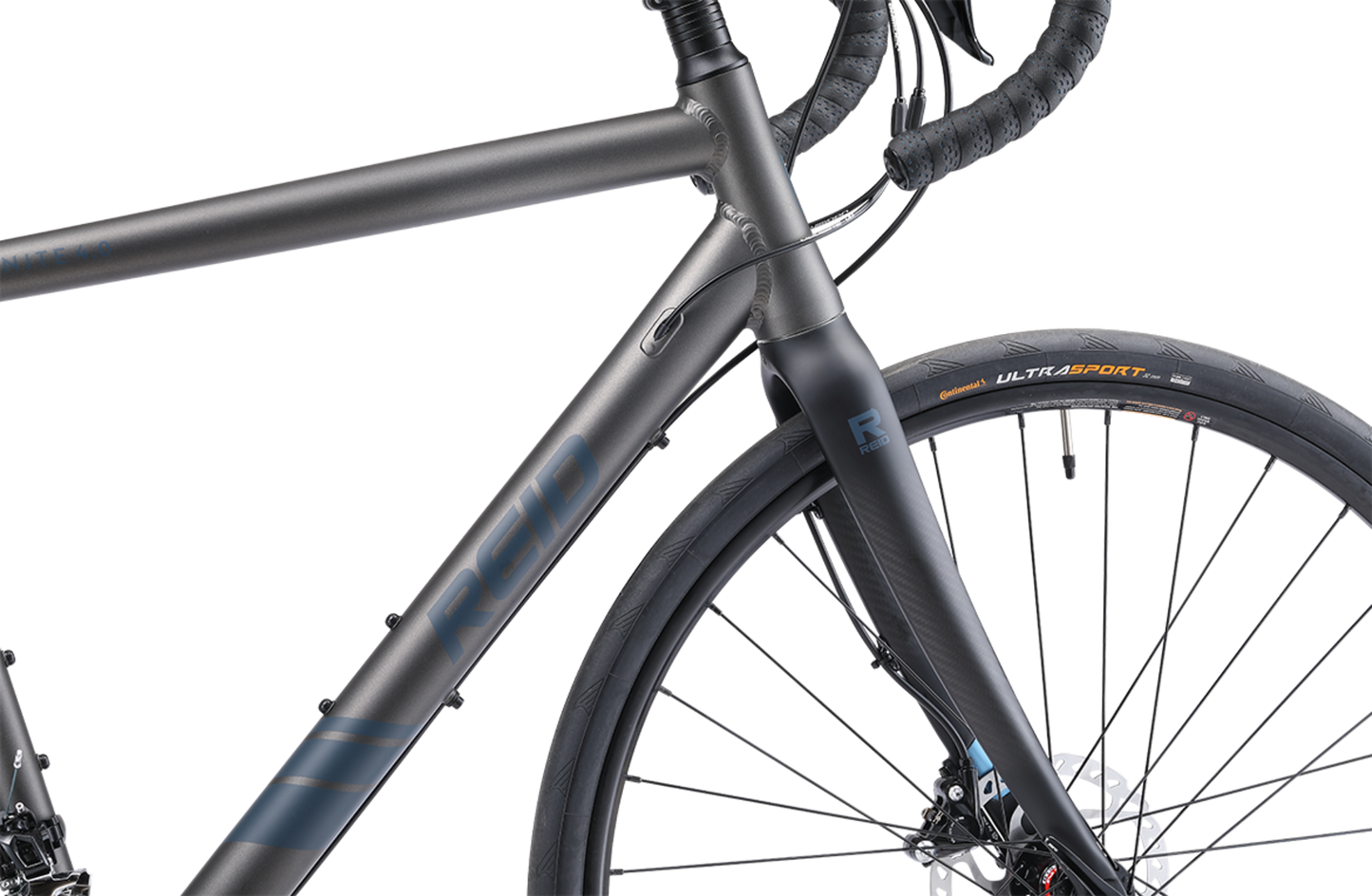 Granite 4.0 Gravel Bike in Grey showing Reid Logo on downtube from Reid Cycles Australia