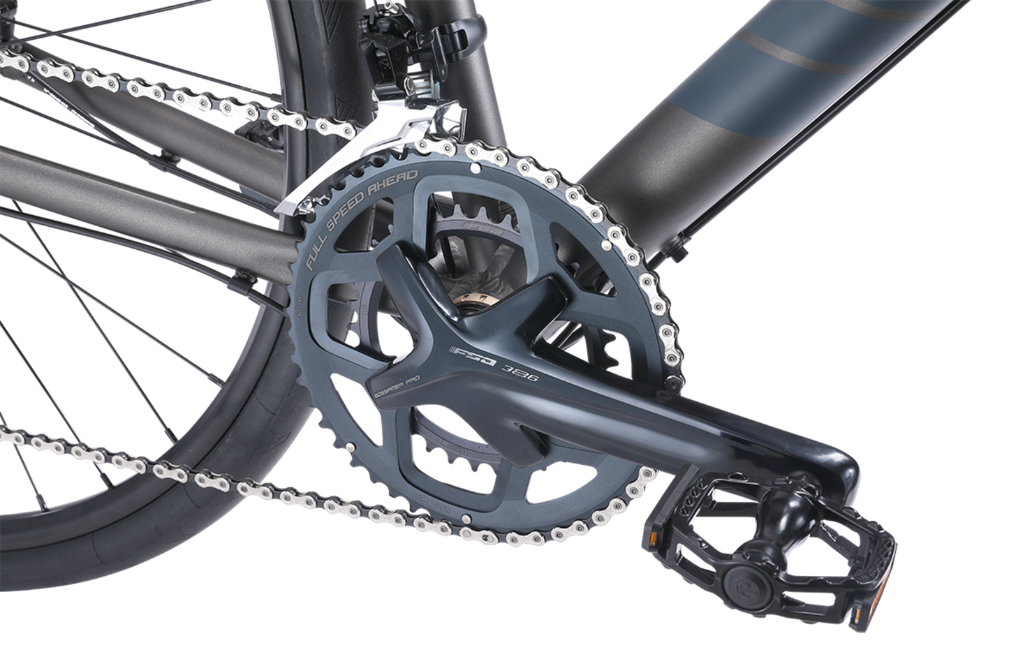 Granite 4.0 Gravel Bike in Grey showing drivetrain and pedal from Reid Cycles Australia
