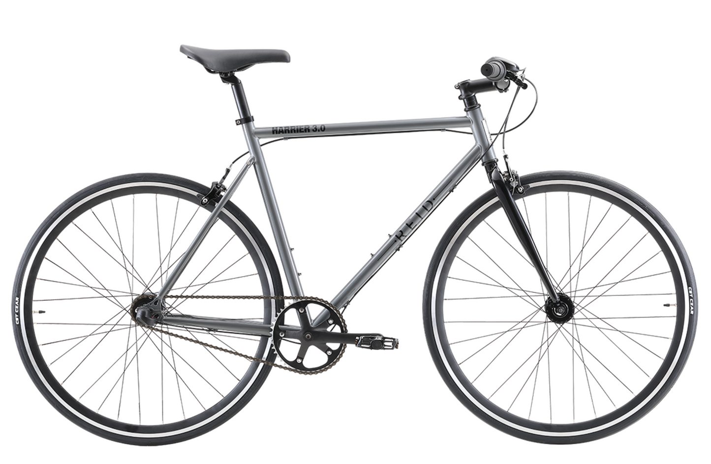 Harrier 3.0 fixie style bike in black grey with Shimano 3-speed gearing from Reid Cycles Australia