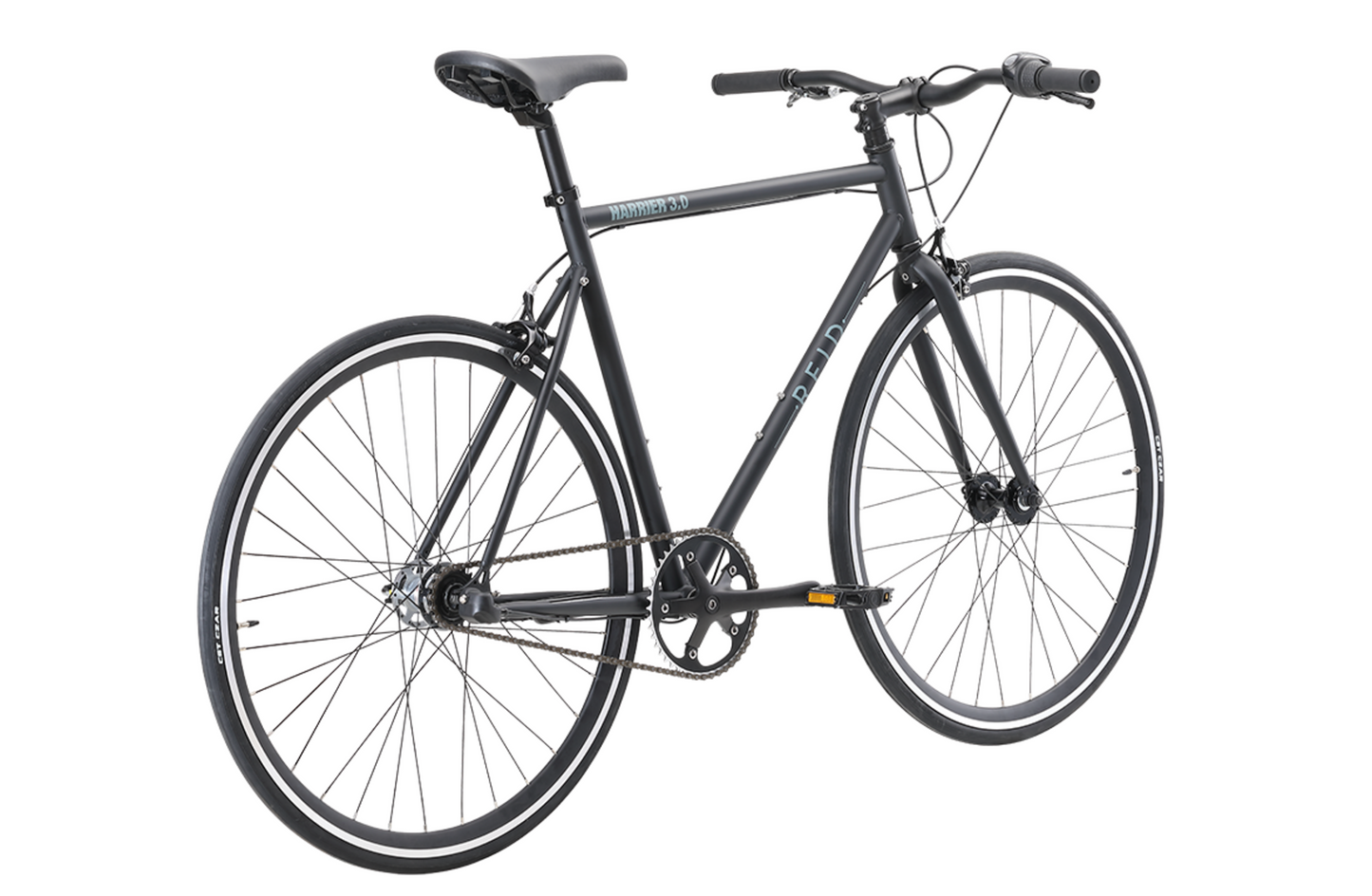 Harrier 3.0 fixie style bike in matte black on rear angle from Reid Cycles Australia