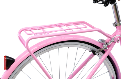Ladies Classic Plus Vintage Bike in Pink showing rear pannier rack from Reid Cycles Australia