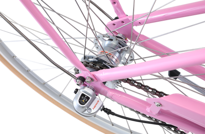 Ladies Deluxe Vintage Bike in Pink with 3-speed Shimano gearing from Reid Cycles Australia