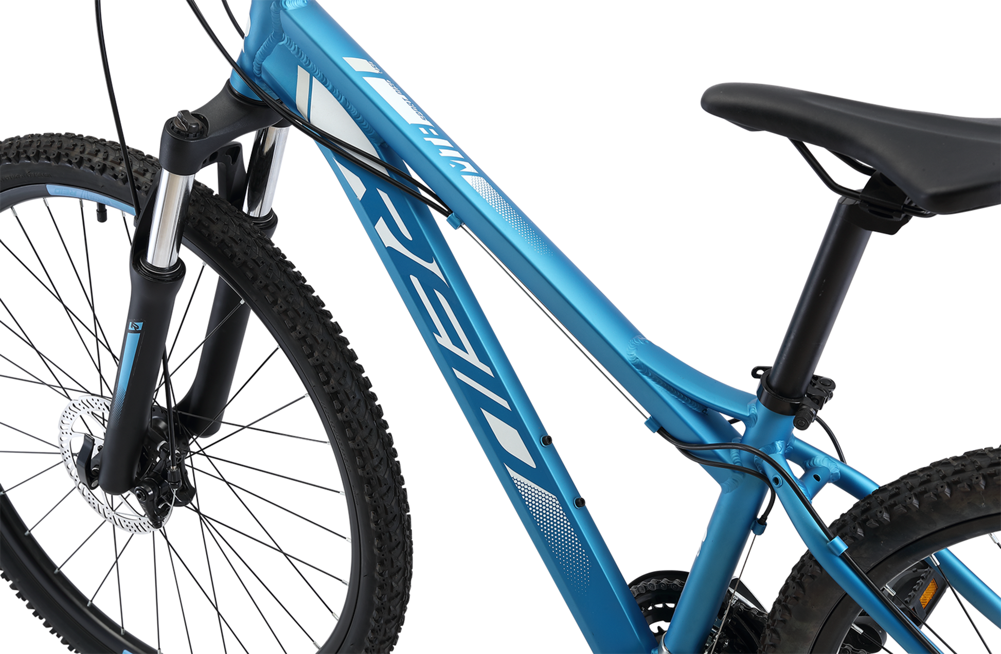 MTB Sport Disc WSD Mountain Bike in Aqua showing WSD bike frame geometry from Reid Cycles Australia