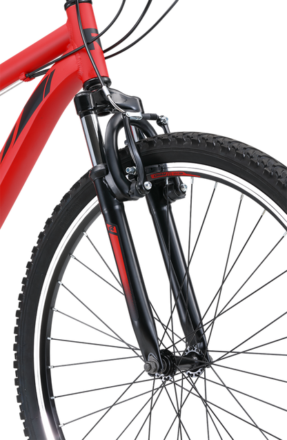 MTB Sport Mountain Bike in Red showing Zoom suspension fork from Reid Cycles Australia 