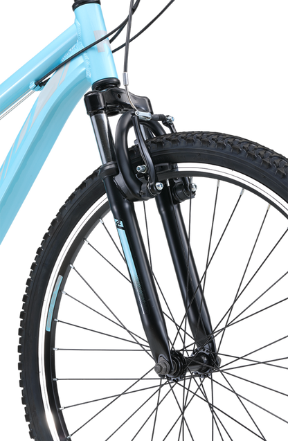 MTB Sport WSD Mountain Bike in Light Blue showing Zoom suspension fork from Reid Cycles Australia 