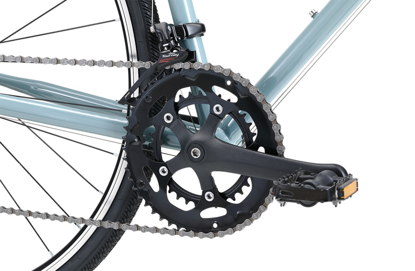 Original Gravel Bike in grey showing showing drivetrain and pedal from Reid Cycles Australia