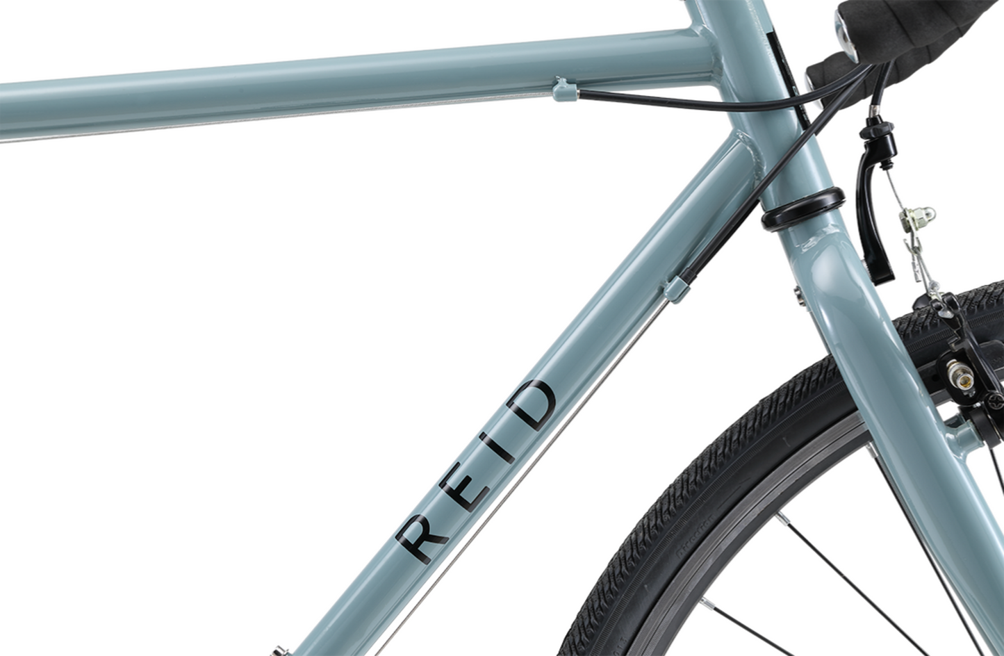 Original Gravel Bike in grey showing showing Reid logo on bike frame from Reid Cycles Australia