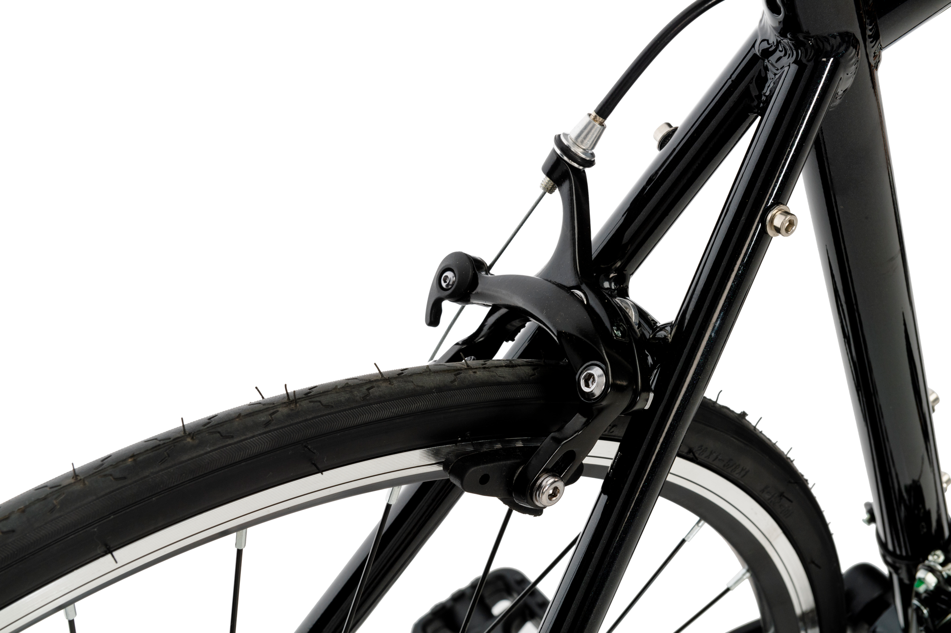 Rapid Dropbar Road Bike in black showing rear Tekro dual pivot caliper brakes from Reid Cycles Australia 