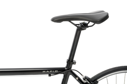 Rapid Dropbar Road Bike in black showing rapid logo on bike frame from Reid Cycles Australia