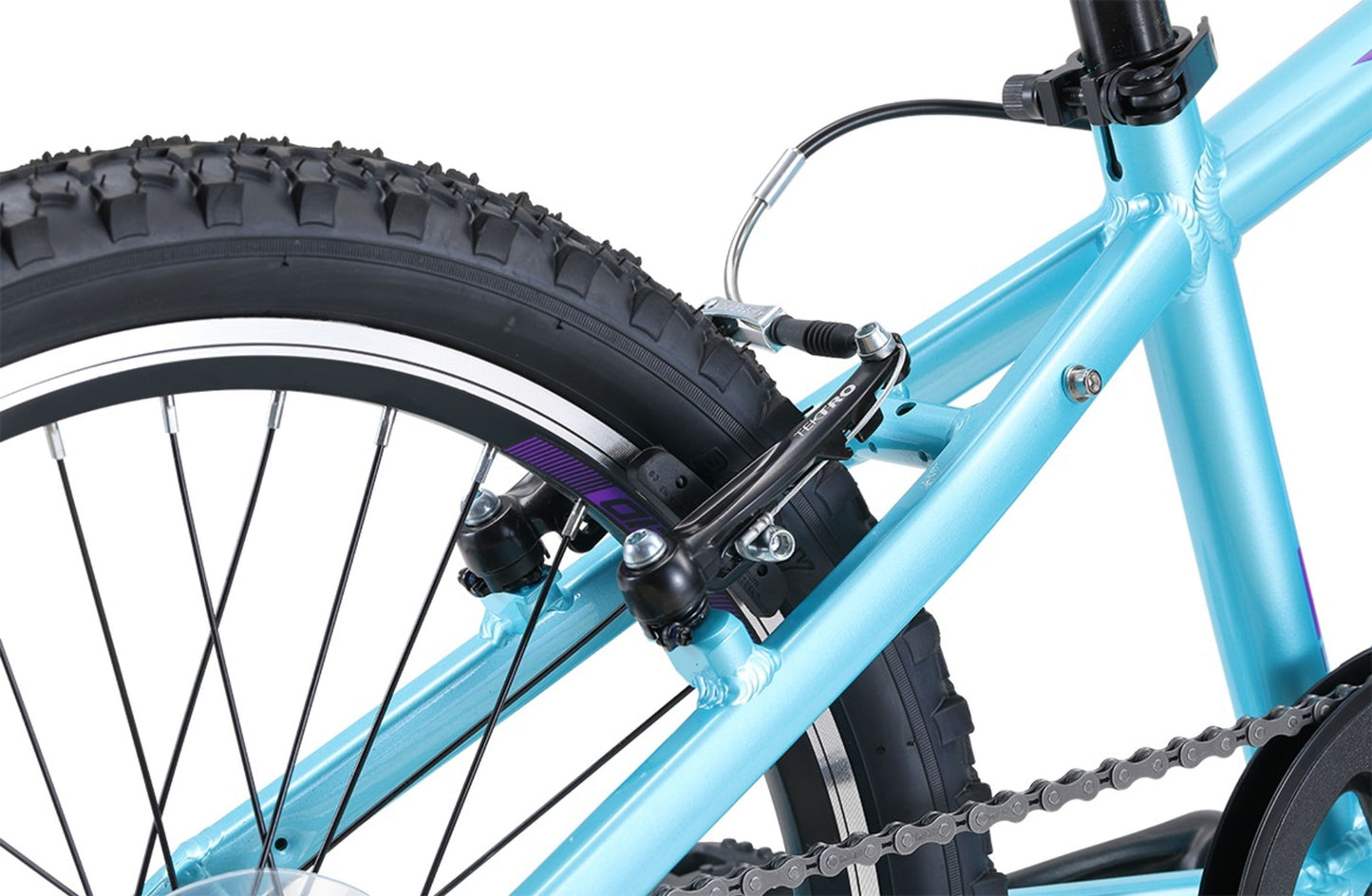 Scout 20" Kids Bike in light aqua showing rear v-brakes from Reid Cycles Australia