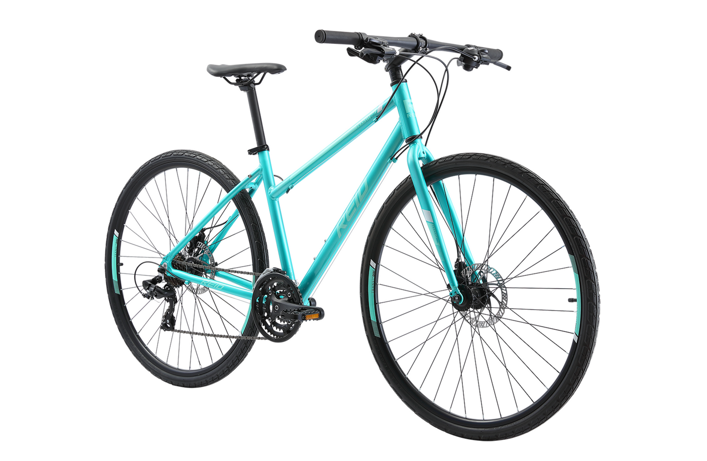 Transit Disc WSD women's commuter bike in green on front angle from Reid Cycles Australia