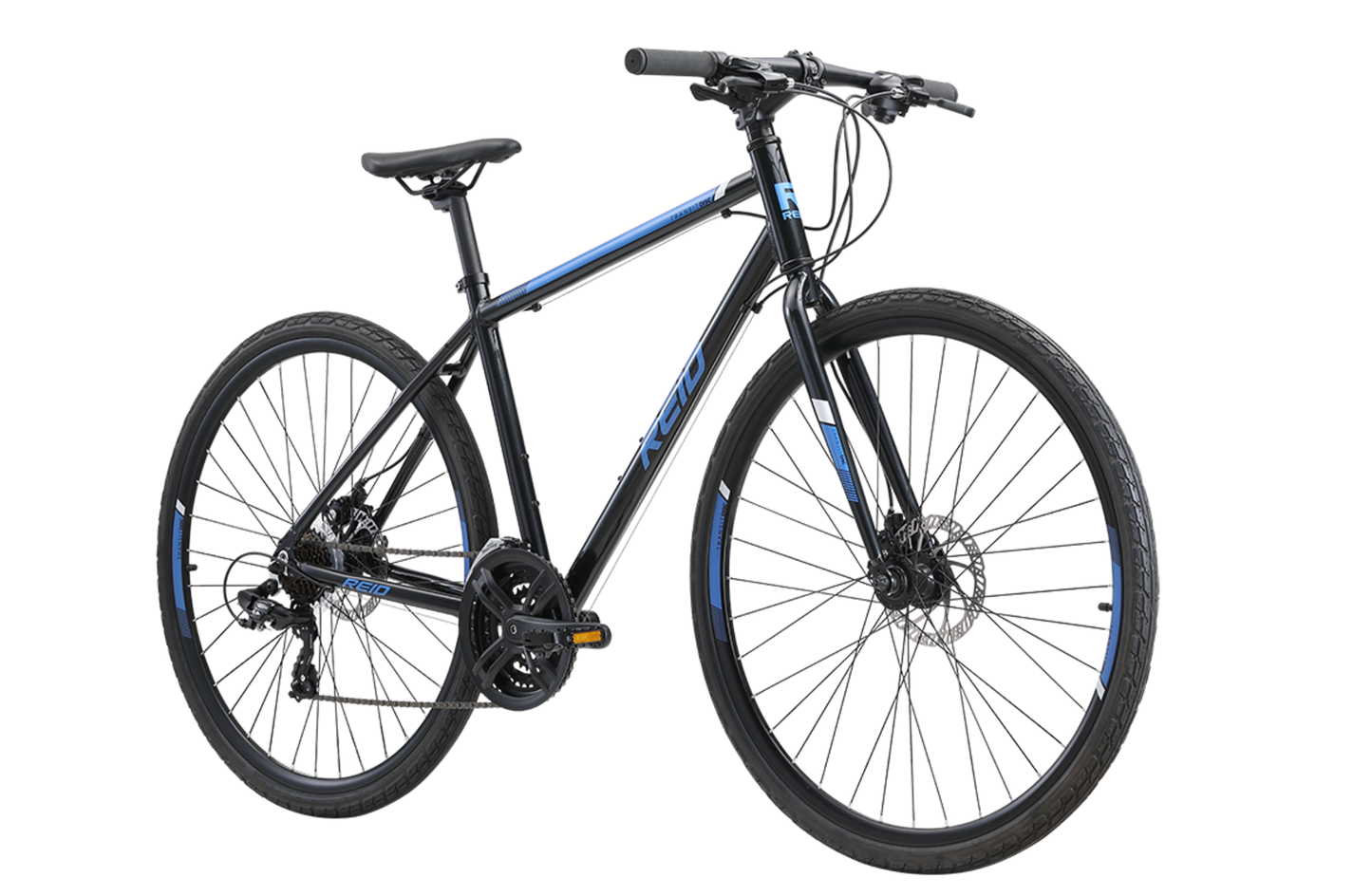 Transit Disc commuter bike in black on front angle from Reid Cycles Australia 