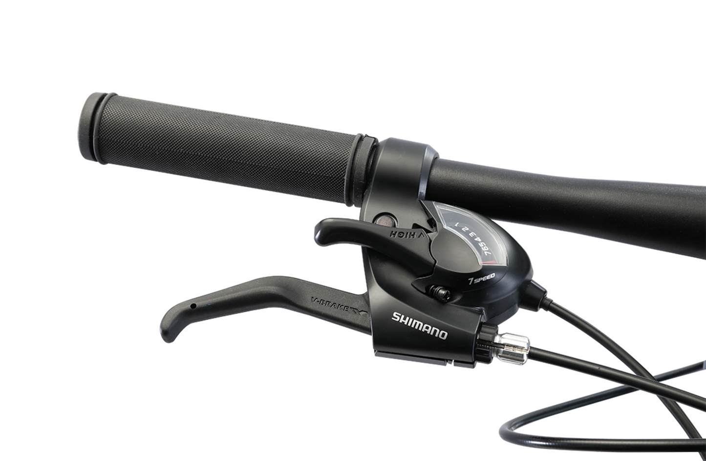 Transit WSD Grey women's commuter bike in grey showing Shimano shifters and brake levers from Reid Cycles Australia