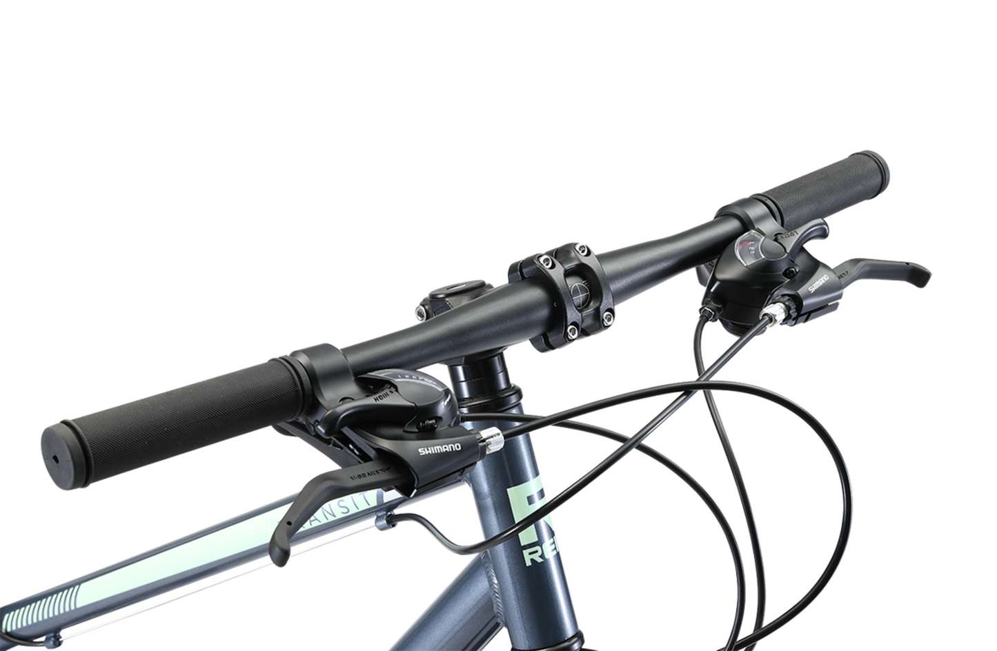 Transit WSD Grey women's commuter bike in grey showing flatbar handlebars from Reid Cycles Australia
