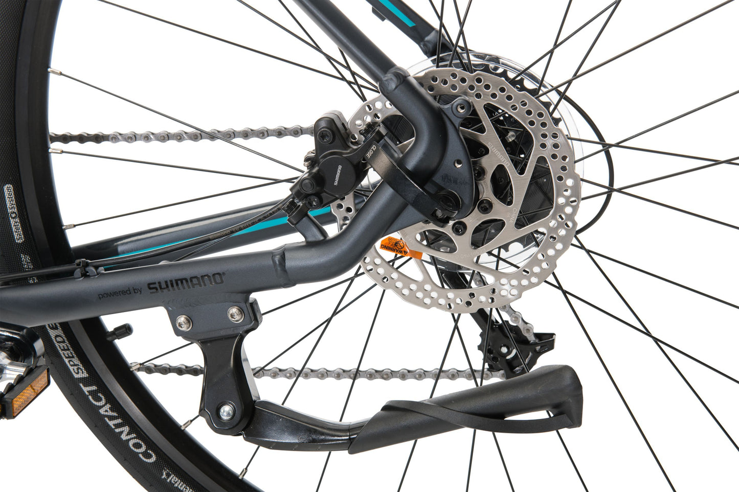 Urban+ Electric Bike in showing hydraulic disc brakes from Reid Cycles Australia