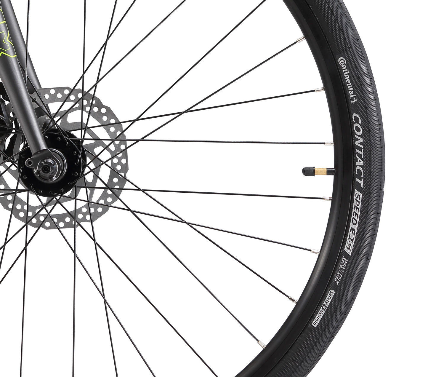 Urban X2.5 Hybrid Bike in charcoal showing front commuter tyre from Reid Cycles Australia