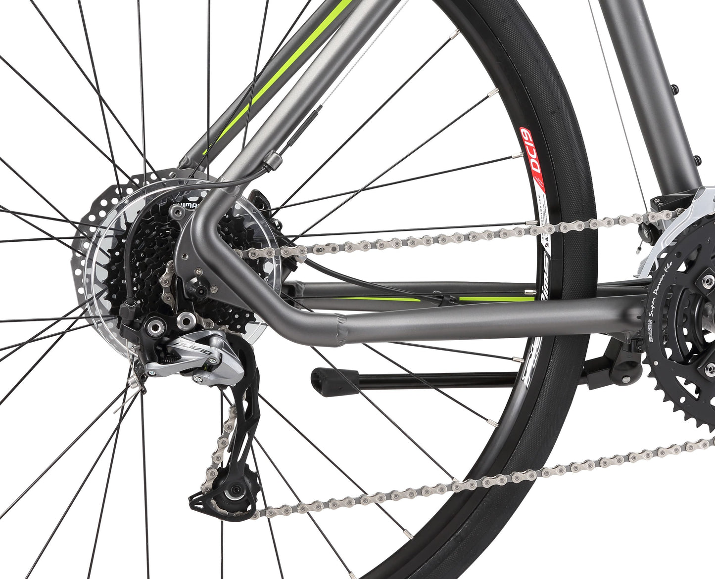 Urban X2.5 Hybrid Bike in charcoal showing Shimano 9-speed rear derailleur from Reid Cycles Australia