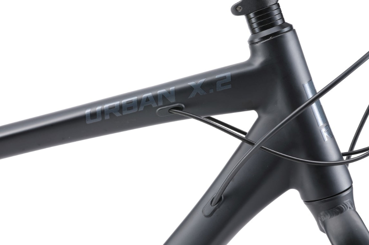 Urban X2 Hybrid Bike in Black showing Urban x2 logo on bike frame from Reid Cycles Australia