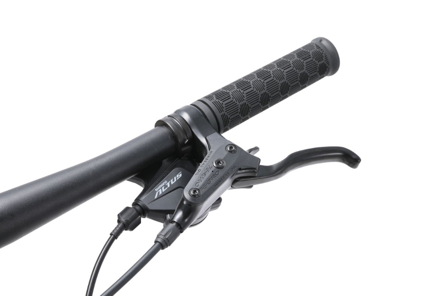 Urban X2 Hybrid Bike in Black showing Shimano shifters and brake levers from Reid Cycles Australia