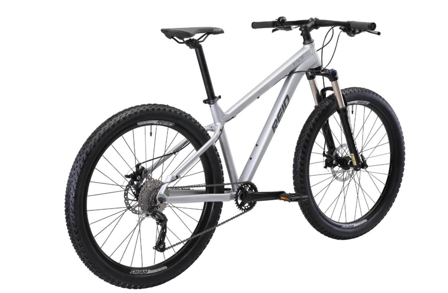 Vice 1.0 Mountain Bike in Grey on rear angle from Reid Cycles Australia