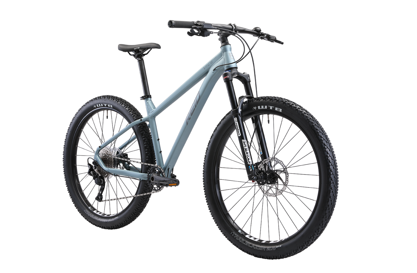 Vice 2.0 Mountain Bike in Blue showing Suntour forks from Reid Cycles Australia