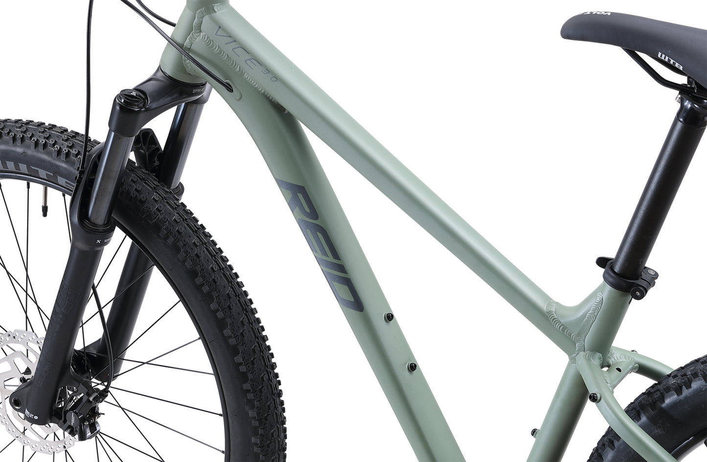 Vice 3.0 Mountain Bike in Green showing MTB bike frame geometry from Reid Cycles Australia