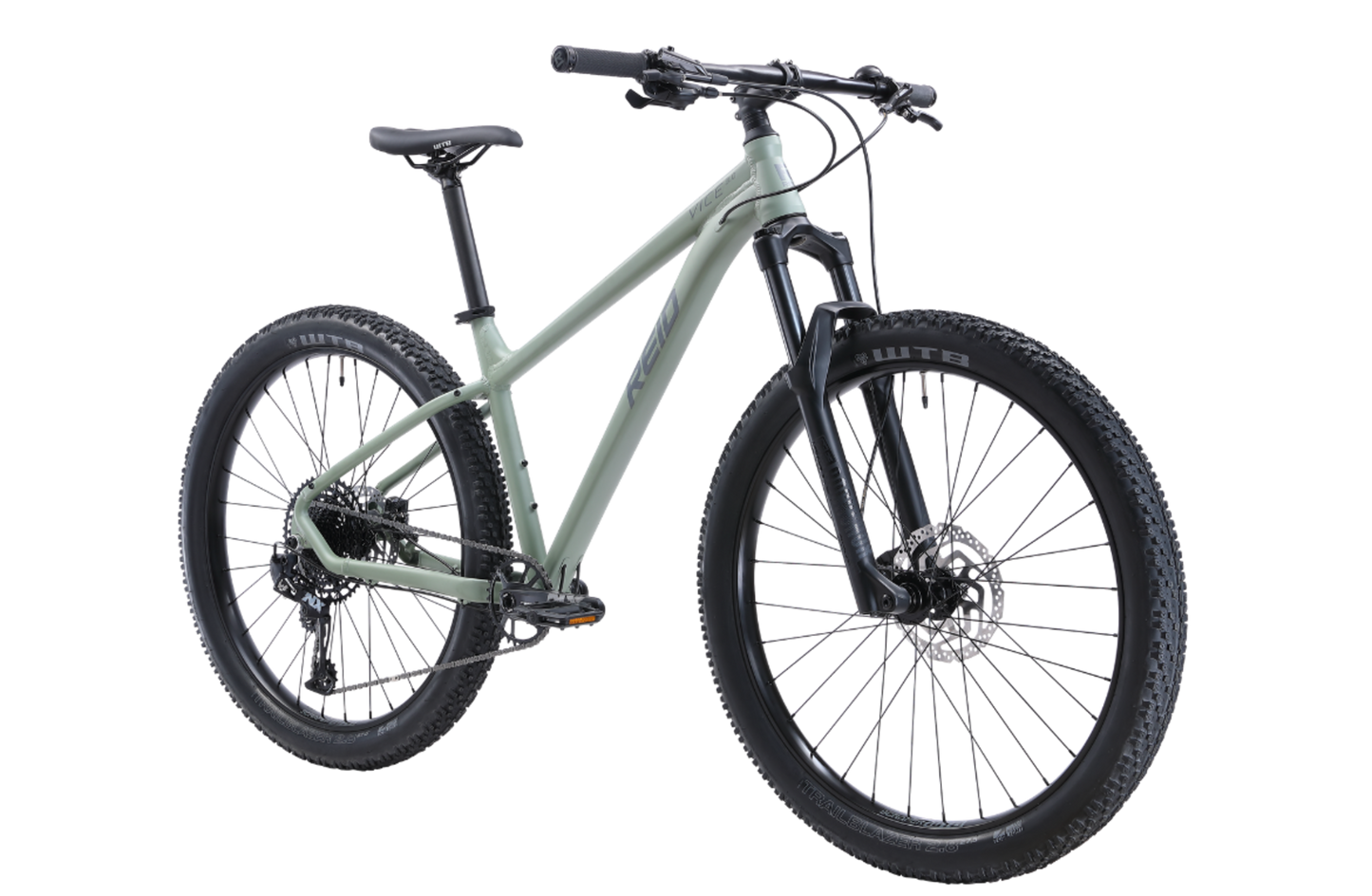 Vice 3.0 Mountain Bike in Green showing Rockshox forks from Reid Cycles Australia