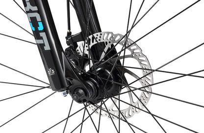X-trail Mountain Bike in Gloss Black showing mechanical disc brake from Reid Cycles Australia