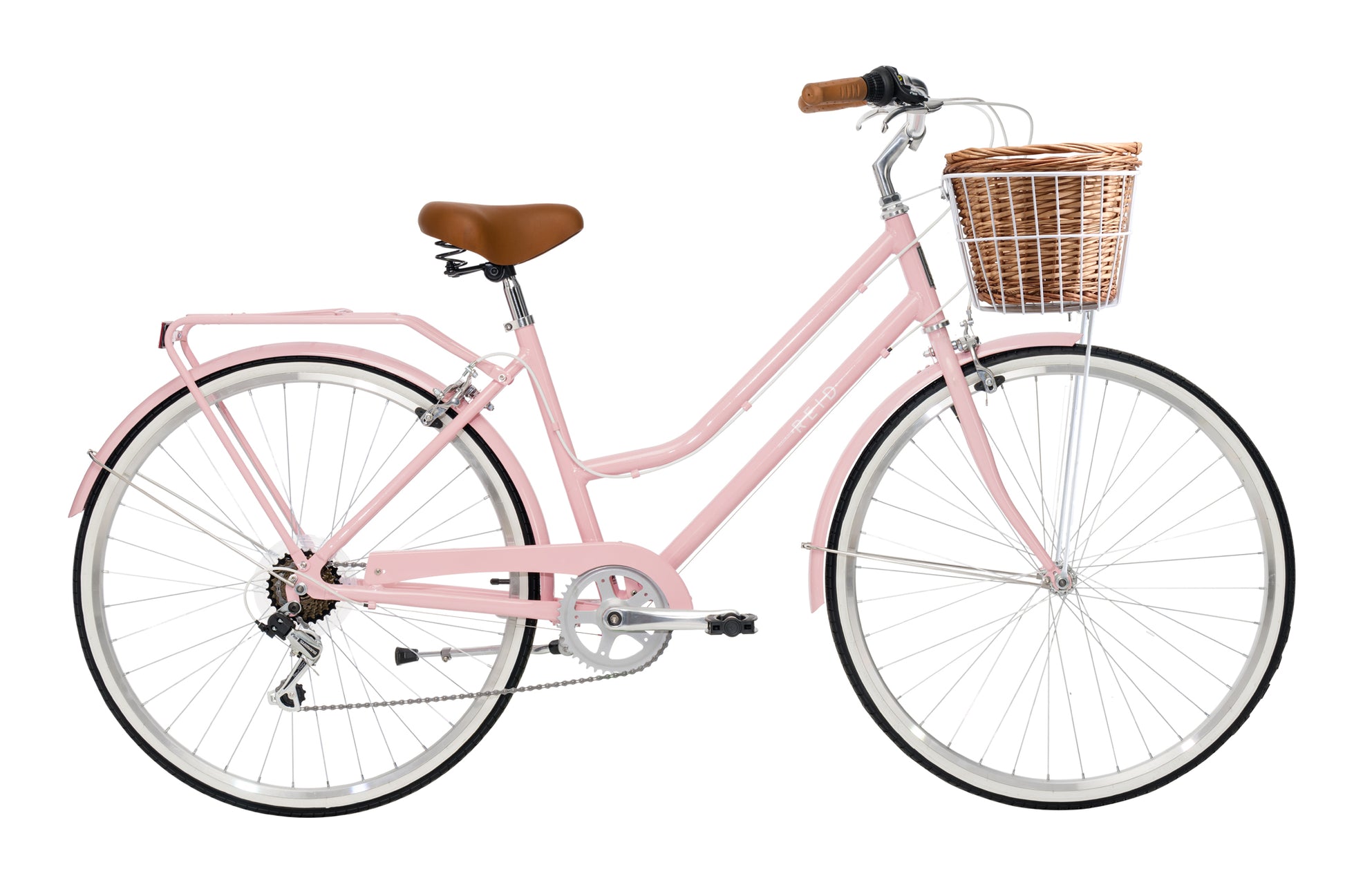 pink vintage bike with basket
