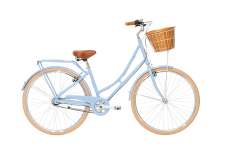 Blue vintage bike with basket outlet
