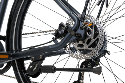 Adventure eBike in Charcoal showing hydraulic disc brakes from Reid Cycles Australia 