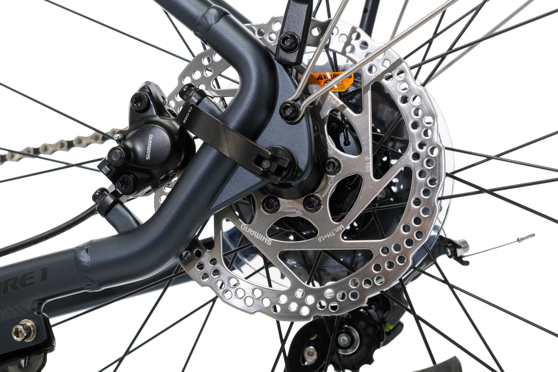 Adventure eBike in Charcoal showing hydraulic disc brakes from Reid Cycles Australia 
