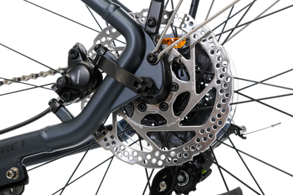 Adventure eBike in Charcoal showing hydraulic disc brakes from Reid Cycles Australia 