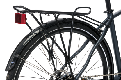Adventure eBike in Charcoal showing rear pannier rack and mudguard from Reid Cycles Australia 