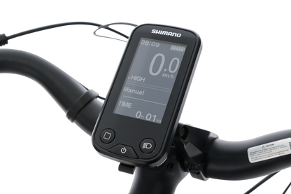 Adventure eBike in Charcoal showing Shimano display on handlebars from Reid Cycles Australia 