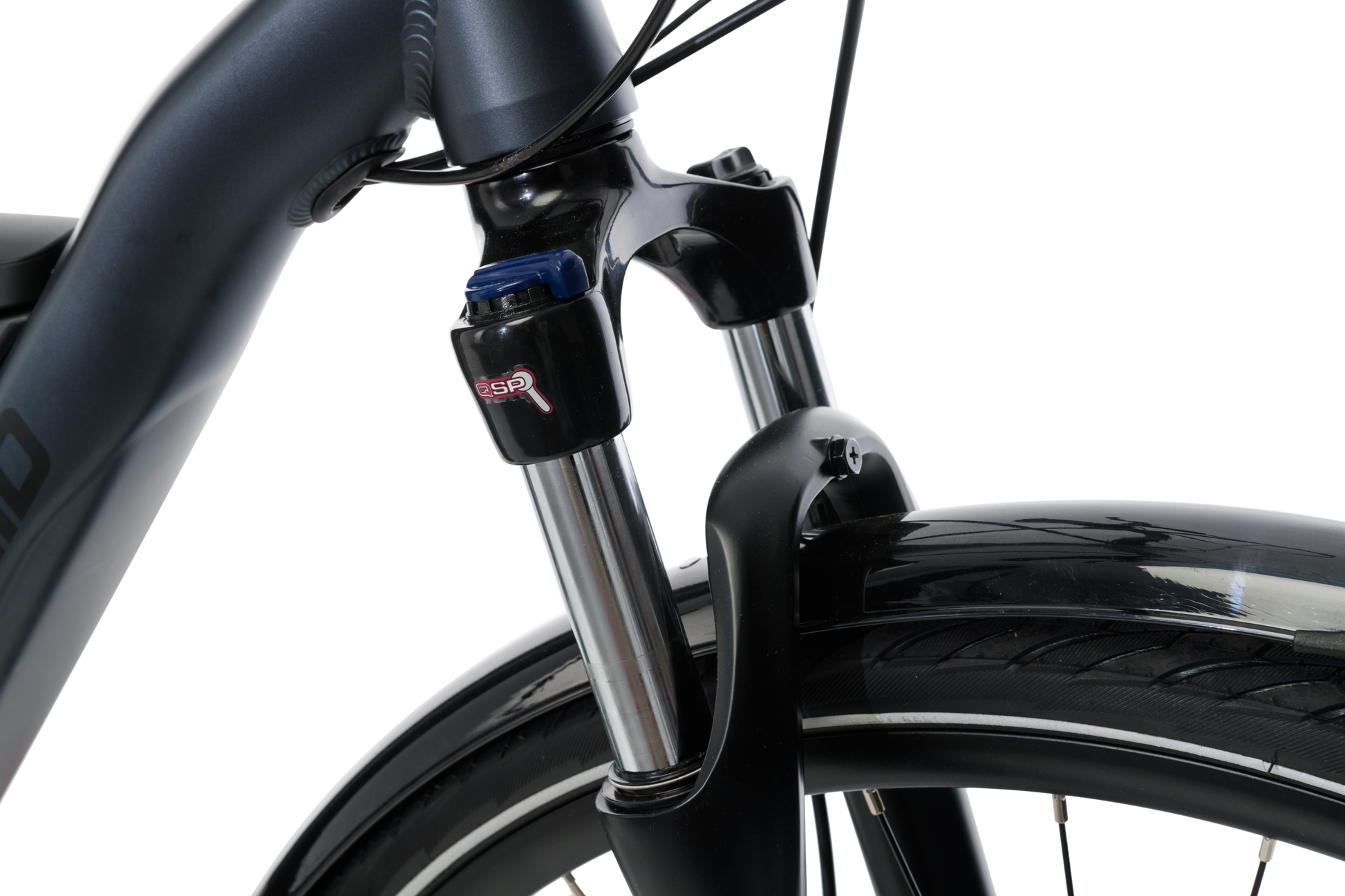 Adventure eBike in Charcoal showing Suntour fork from Reid Cycles Australia 