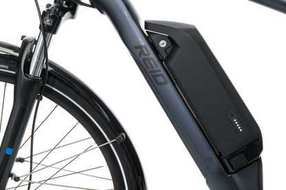 Adventure eBike in Charcoal showing Reid logo on bike frame from Reid Cycles Australia 