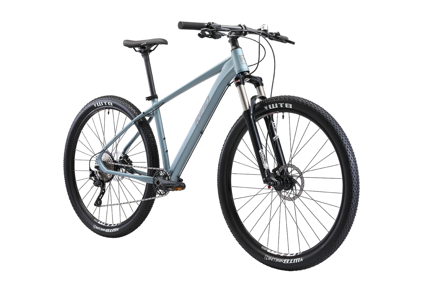 Argon Trail Mountain bike in blue on front angle showing Suntour fork from Reid Cycles Australia 