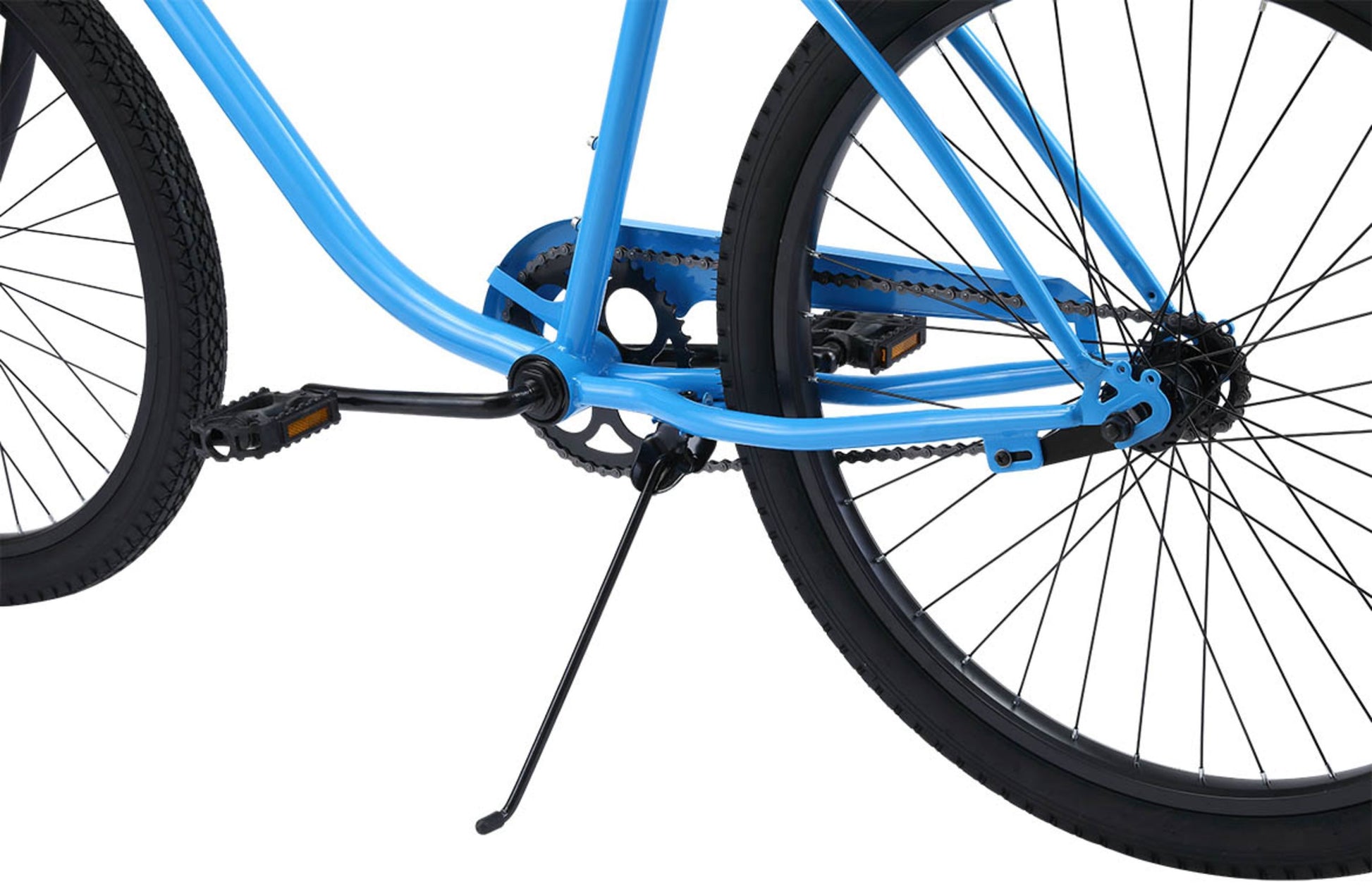 Cruiser Vintage Bike in blue showing black kickstand from Reid Cycles Australia