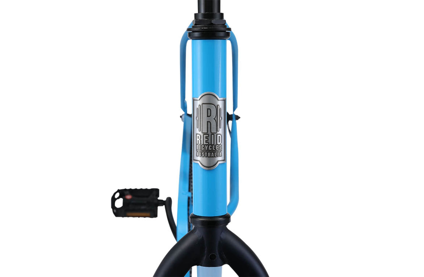 Cruiser Vintage Bike in blue showing Reid Emblem on front tub from Reid Cycles Australia