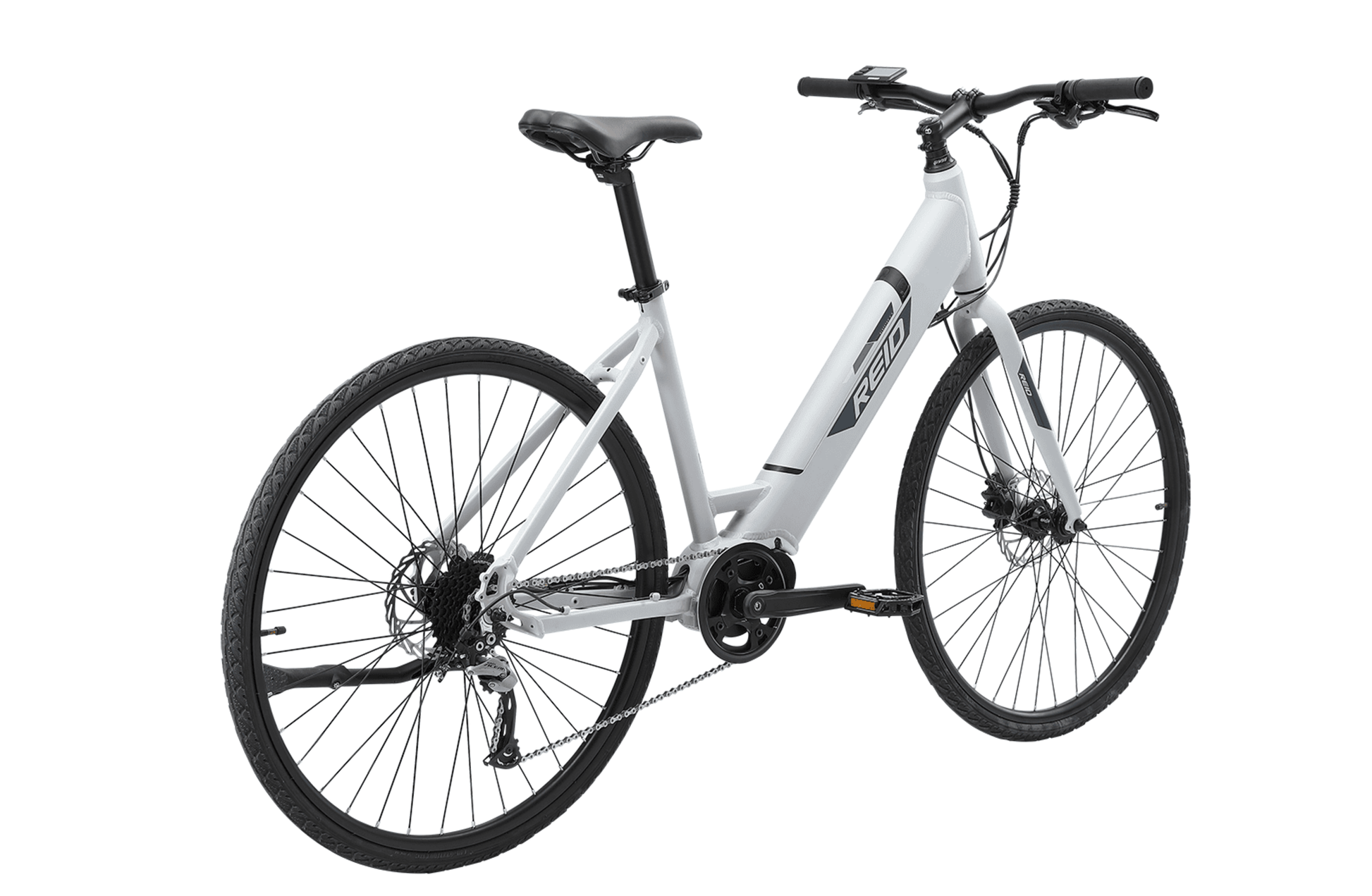 Blacktop 2.0 WSD Electric Bike in white showing on rear angle from Reid Cycles Australia 