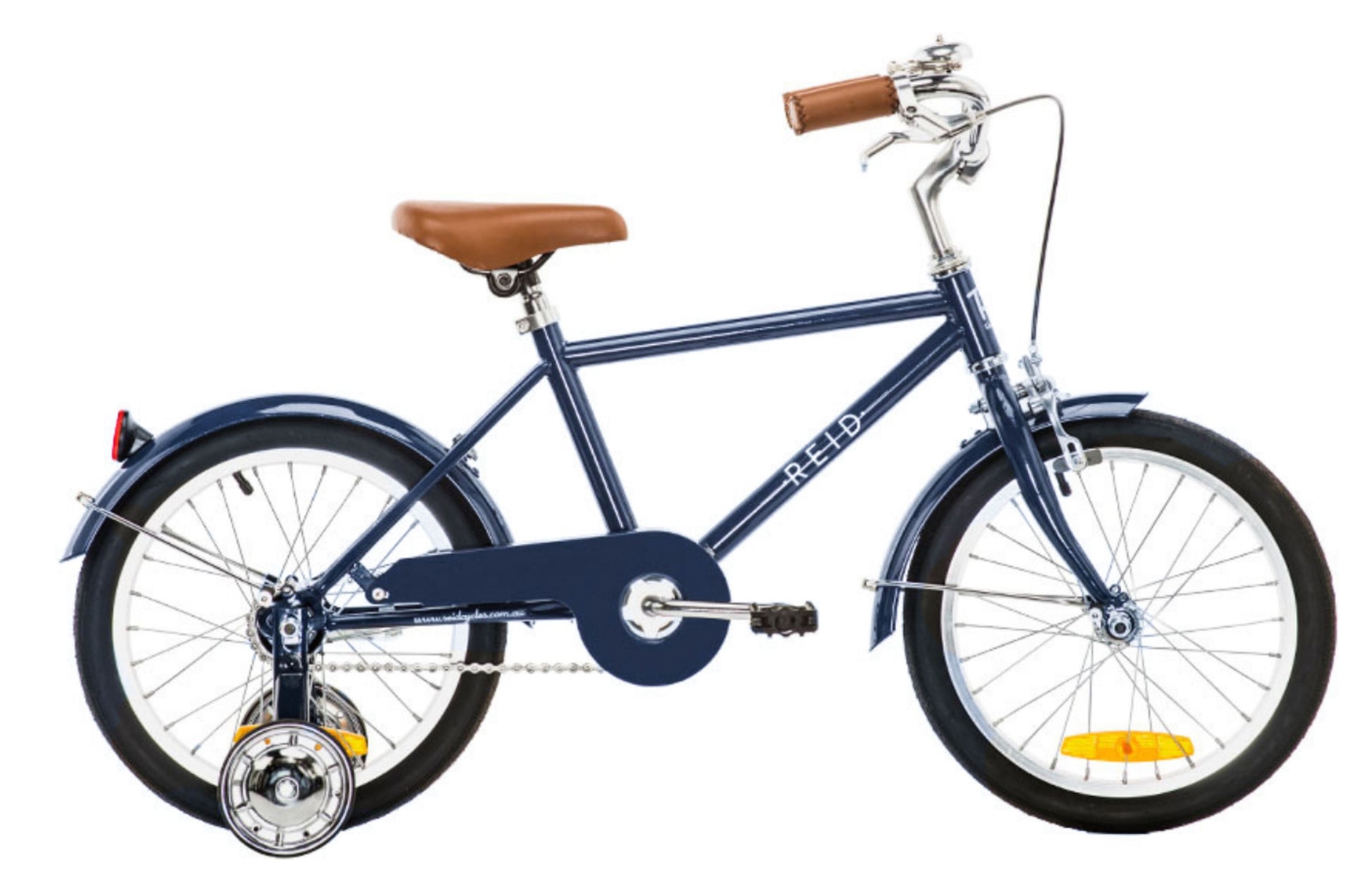Roadster 16" Retro Style Bike in Navy with training wheels from Reid Cycles Australia 