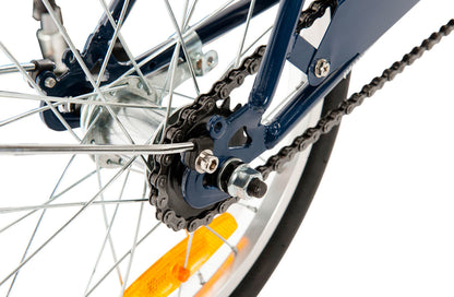 Roadster 16" Retro Style Bike in Navy showing single-speed gearing from Reid Cycles Australia 