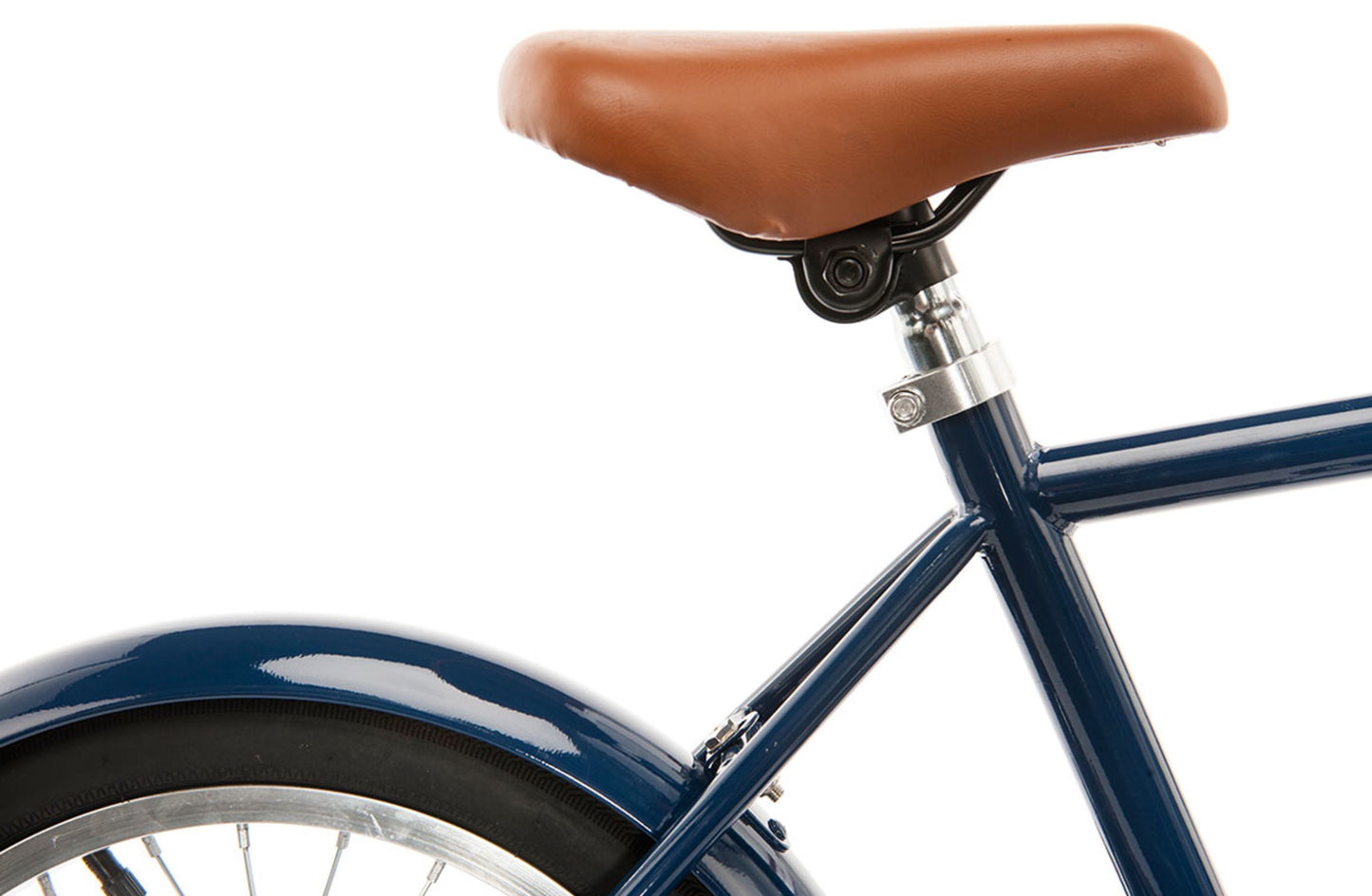 Roadster 16" Retro Style Bike in Navy showing vintage style saddle from Reid Cycles Australia